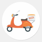 Pizza Scooter Ronde Sticker (Voorkant)