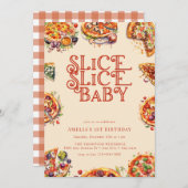 pizza | Segment | 1e verjaardag uitnodigingen (Voorkant / Achterkant)