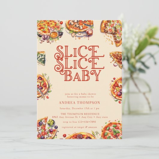 pizza | Segment | Genderneutraal Baby shower Kaart (Staand voorkant)