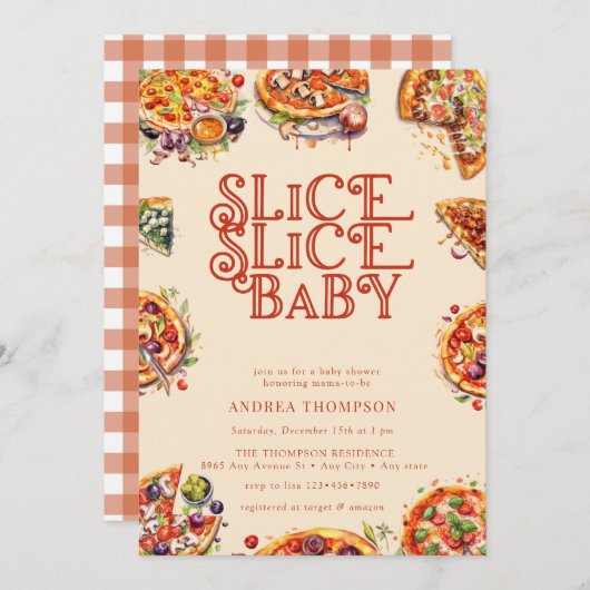 pizza | Segment | Genderneutraal Baby shower Kaart (Voorkant / Achterkant)