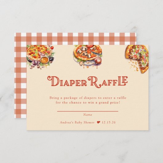 pizza | Segment | Luier Raffle Baby shower Informatiekaartje (Voorkant / Achterkant)
