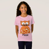 PIZZA! Señor Gato Cartoon Cat met Pizza Slice T-shirt (Voorkant volledig)