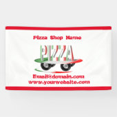 Pizza-service, rode groene, gepersonaliseerde bann spandoek (Horizontaal)