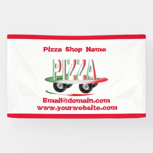 Pizza-service, rode groene, gepersonaliseerde bann spandoek (Horizontaal)