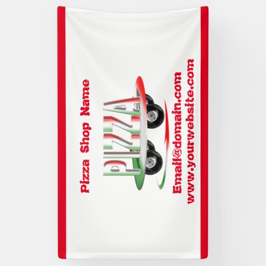 Pizza-service, rode groene, gepersonaliseerde bann spandoek (Verticaal)