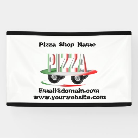 Pizza-service, rode groene, gepersonaliseerde bann spandoek (Horizontaal)