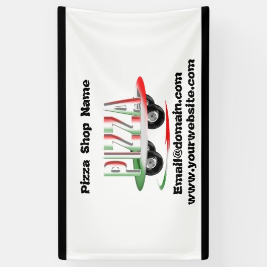 Pizza-service, rode groene, gepersonaliseerde bann spandoek (Verticaal)