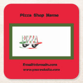 Pizza-service, rode groene, gepersonaliseerde bedr kartonnen onderzetters (Voorkant)