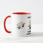 Pizza-service, rode groene visitekaartje koffie-mo mok (Links)