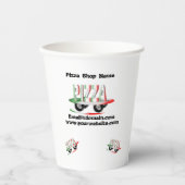 Pizza-service, rode groene visitekaartje koffie-mo papieren bekers (Voorkant)