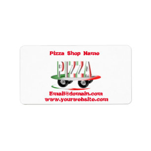 Pizza-service, rood groen, gepersonaliseerd etiket