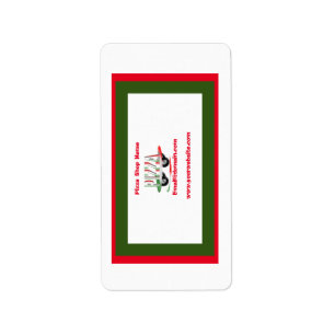 Pizza-service, rood groen, gepersonaliseerd etiket