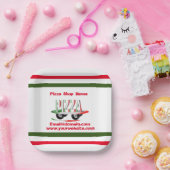 Pizza-service, rood groen, gepersonaliseerd papier papieren bordje (Feest)