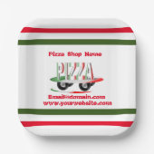 Pizza-service, rood groen, gepersonaliseerd papier papieren bordje (Voorkant)