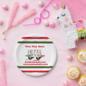 Pizza-service, rood groen, gepersonaliseerd papieren bordje (Feest)