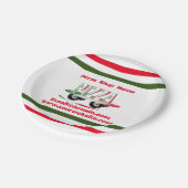 Pizza-service, rood groen, gepersonaliseerd papieren bordje (Gekanteld)