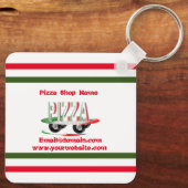 Pizza-service, rood groen, gepersonaliseerd sleutelhanger (Achterkant)