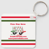 Pizza-service, rood groen, gepersonaliseerd sleutelhanger (Achterkant)