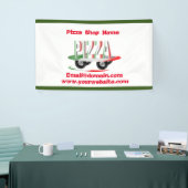Pizza-service, rood groen, gepersonaliseerd spandoek (Beurs)