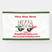 Pizza-service, rood groen, gepersonaliseerd spandoek (Horizontaal)