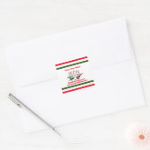 Pizza-service, rood groen, gepersonaliseerd vierkante sticker (Envelop)