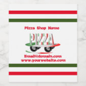 Pizza-service, rood groen, gepersonaliseerd wijn etiket (Enkel label)