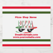 Pizza-service, rood groen, gepersonaliseerd wijnet sparkling wijnetiket (Enkel label)