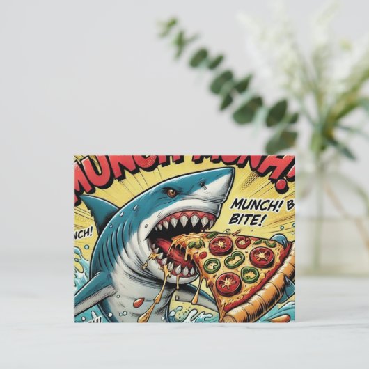 Pizza Shark Munch Munch Briefkaart (Staand voorkant)