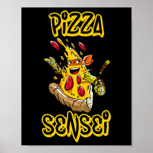 Pizza Shirt Pizza Sensei Grappige Karate Pizza Lie Poster