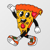 Pizza Shop Cartoon Pepperoni Pizza Slice Raamsticker (Vel)