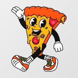 Pizza Shop Cartoon Pepperoni Pizza Slice Raamsticker