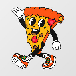 Pizza Shop Cartoon Pepperoni Pizza Slice Raamsticker