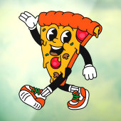 Pizza Shop Cartoon Pepperoni Pizza Slice Raamsticker (Vel 3)
