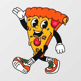 Pizza Shop Cartoon Pepperoni Pizza Slice Raamsticker