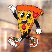 Pizza Shop Cartoon Pepperoni Pizza Slice Raamsticker (Vel 2)