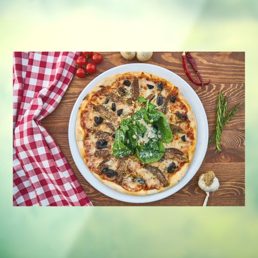 Pizza Shop Dish Italiaanse Food Red Tablecloth Raamsticker (Vel 3)