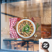 Pizza Shop Dish Italiaanse Food Red Tablecloth Raamsticker (Cafe Raam)