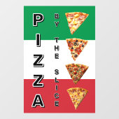 Pizza Shop Pizza bij de Italiaanse Slice vlag Raamsticker (Vel)