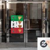 Pizza Shop Pizza bij de Italiaanse Slice vlag Raamsticker (Kantoordeur)