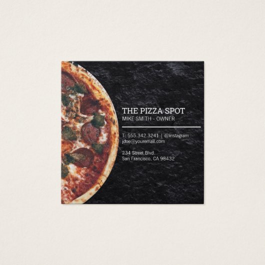 Pizza Shop Vierkante Visitekaartjes (Voorkant)