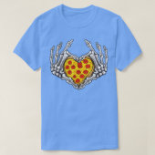 Pizza Skeleton Heart en Hands Gothic Halloween Co T-shirt (Design voorkant)