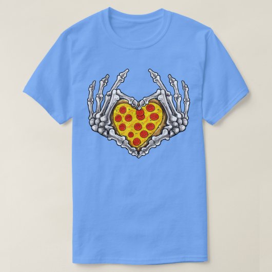 Pizza Skeleton Heart en Hands Gothic Halloween Co T-shirt (Design voorkant)