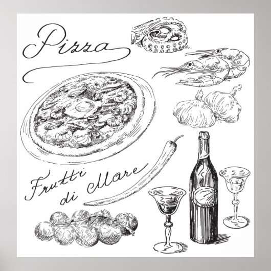 Pizza Sketch Poster (Voorkant)