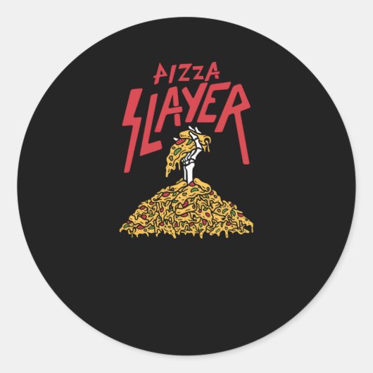 Pizza Slayer Ronde Sticker (Voorkant)