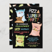 Pizza Sleepover Slumber verjaardagsfeest Uitnodigi Kaart (Voorkant / Achterkant)
