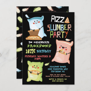 Pizza Sleepover Slumber verjaardagsfeest Uitnodigi Kaart