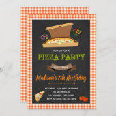 Pizza sleepover-uitnodiging kaart (Voorkant / Achterkant)