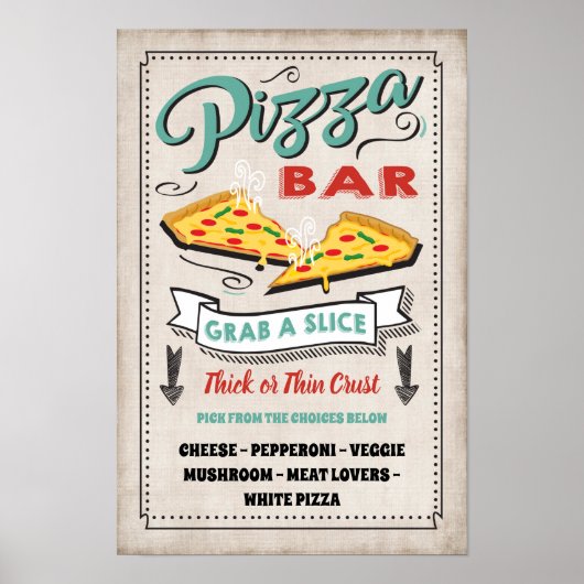 Pizza Slice Bar-teken Poster (Voorkant)