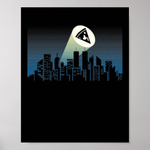 Pizza Slice Beam Over Skyline Foodie Poster