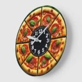 Pizza slice cheesy timepiece pizzeria wall art  grote klok (Hoek)